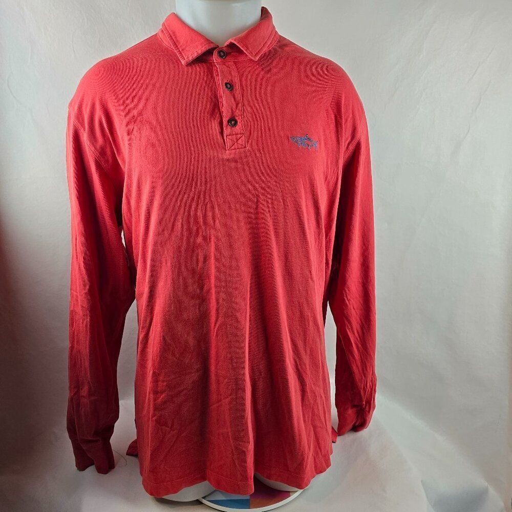 Orvis Shirt Men Large Red Polo Embroidered Fish Fly Fishing Logo Outdoors Casual